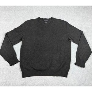 Banana Republic Sweater Women LARGE Grey Lambswool Cashmere Elbow Patch READ